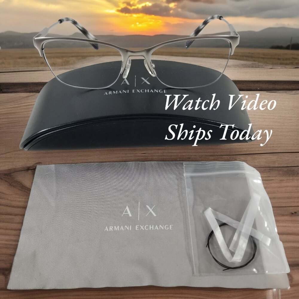 Armani Exchange Men’s Semi-Rimless Glasses in Silver and Black Tortoise Temples